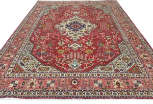 Vintage Red Traditional 8X11 Tabriz Persian Rug