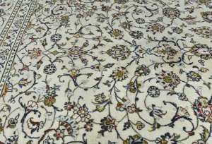 Vintage Cream Floral Traditional 8X11 Kashan Persian Rug