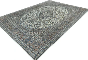 Vintage Cream Floral Traditional 8x11 Kashan Persian Rug