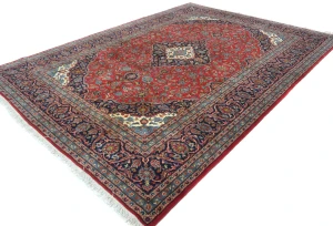 Vintage Red Floral Traditional 8x11 Kashan Persian Rug