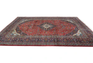 Vintage Red Floral Traditional 8x11 Kashan Persian Rug