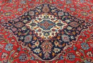 Vintage Red Floral Traditional 8x11 Kashan Persian Rug