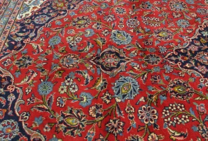 Vintage Red Floral Traditional 8x11 Kashan Persian Rug