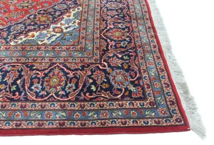Vintage Red Floral Traditional 8x11 Kashan Persian Rug