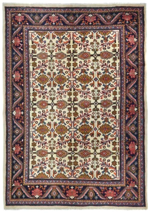 Vintage Cream Floral Traditional 7X10 Mahal Persian Rug