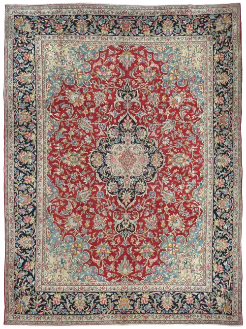 Vintage Red Traditional Floral 7'9X10'10 Kerman Persian Rug