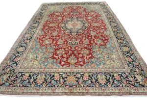Vintage Red Traditional Floral 7'9X10'10 Kerman Persian Rug