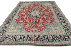 Vintage Red Traditional Floral 7'9X10'10 Kerman Persian Rug