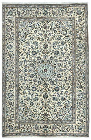 Vintage Cream Traditional  Floral 7X10 Kashan Persian Rug