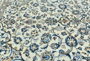 Vintage Cream Traditional  Floral 7X10 Kashan Persian Rug