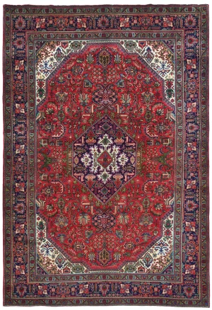 Vintage Red Floral Traditional 8X11 Tabriz Persian Rug