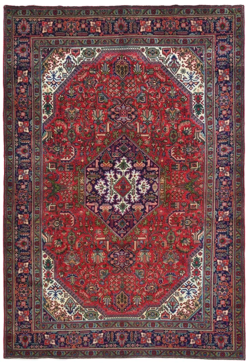 Vintage Red Floral Traditional 8X11 Tabriz Persian Rug