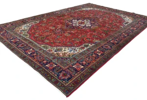 Vintage Red Floral Traditional 8X11 Tabriz Persian Rug