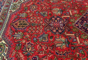 Vintage Red Floral Traditional 8X11 Tabriz Persian Rug