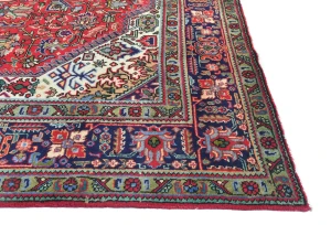 Vintage Red Floral Traditional 8X11 Tabriz Persian Rug