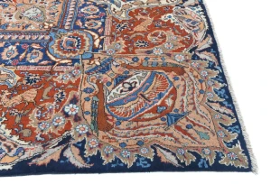 Vintage Purple-navy Pictorial 10X13 Kashmar Persian Rug