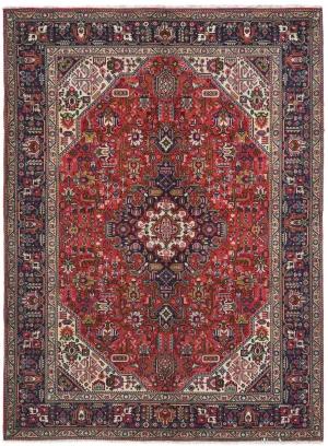 Vintage Red Floral Traditional 6x9 Tabriz Persian Rug