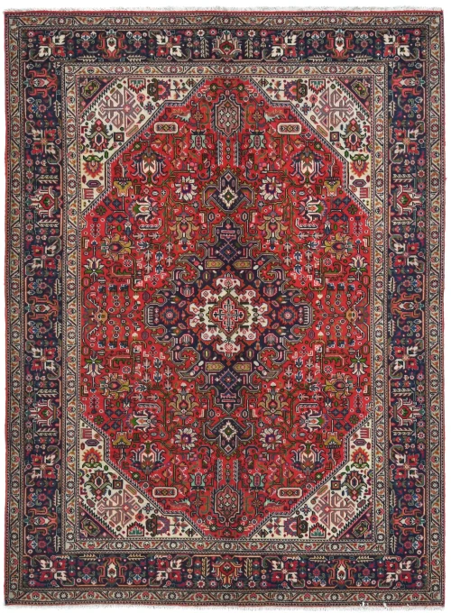 Vintage Red Floral Traditional 6x9 Tabriz Persian Rug