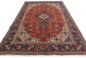 Vintage Red Floral Traditional 6x9 Tabriz Persian Rug