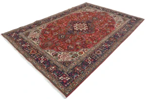 Vintage Red Floral Traditional 6x9 Tabriz Persian Rug