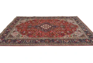 Vintage Red Floral Traditional 6x9 Tabriz Persian Rug
