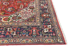 Vintage Red Floral Traditional 6x9 Tabriz Persian Rug