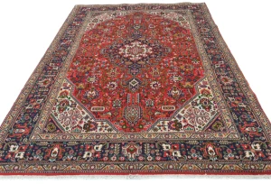 Vintage Red Floral Traditional 6x9 Tabriz Persian Rug