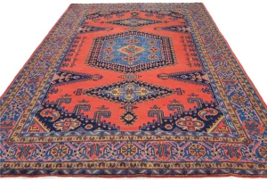 Vintage Orange-red Tribal Geometric 8X11 Viss Persian Rug