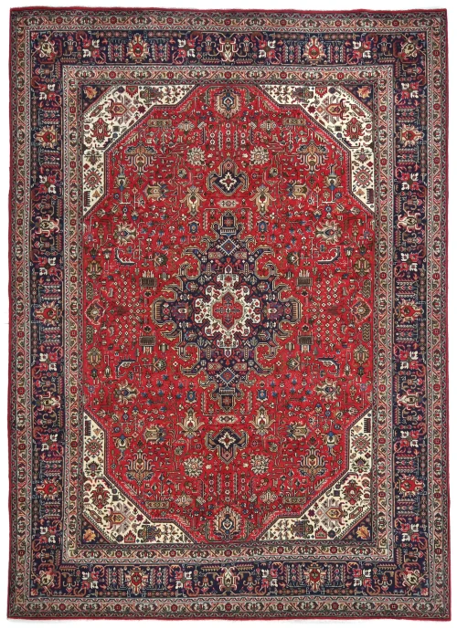 Vintage Red Floral Traditional 8x11 Tabriz Persian Rug