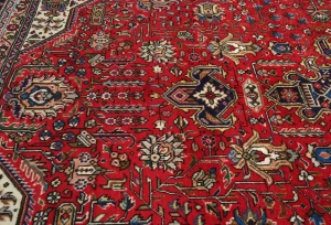 Vintage Red Floral Traditional 8x11 Tabriz Persian Rug