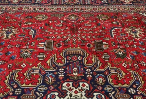 Vintage Red Floral Traditional 8x11 Tabriz Persian Rug