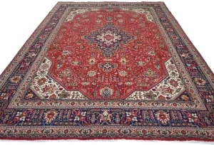 Vintage Red Floral Traditional 8x11 Tabriz Persian Rug