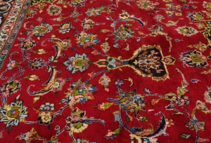 Vintage Red Floral Traditional 8x11 Mashad Persian Rug
