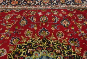 Vintage Red Floral Traditional 8x11 Mashad Persian Rug