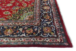 Vintage Red Floral Traditional 8x11 Mashad Persian Rug