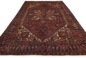 Vintage Red Geometric 8x11 Heriz Persian Rug
