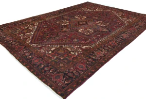 Vintage Red Geometric 8x11 Heriz Persian Rug