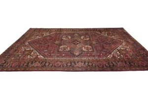 Vintage Red Geometric 8x11 Heriz Persian Rug