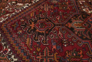 Vintage Red Geometric 8x11 Heriz Persian Rug
