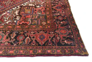 Vintage Red Geometric 8x11 Heriz Persian Rug
