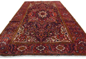 Vintage Red Floral 8x12 Heriz Persian Oriental Rug