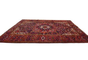 Vintage Red Floral 8x12 Heriz Persian Oriental Rug