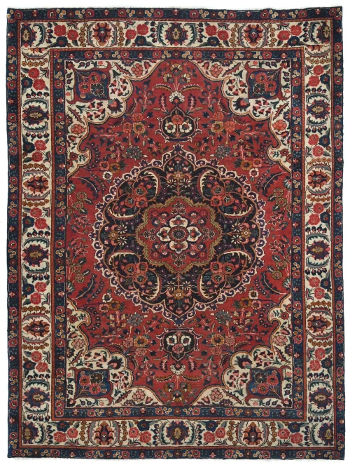 Vintage Red Floral 8x10 Bakhtiari Persian Oriental Rug