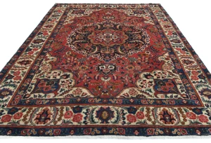 Vintage Red Floral 8x10 Bakhtiari Persian Oriental Rug