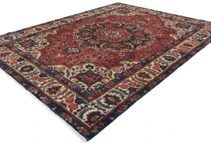 Vintage Red Floral 8x10 Bakhtiari Persian Oriental Rug