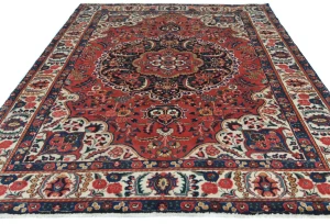 Vintage Red Floral 8x10 Bakhtiari Persian Oriental Rug