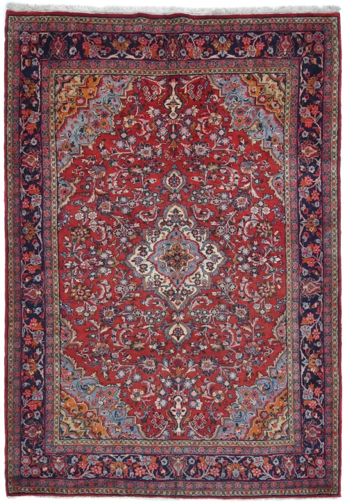 Vintage Red Floral 6'4 X 9'10 Hamedan Persian Rug