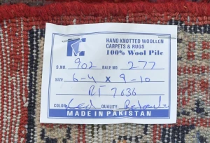 Vintage Red Floral 6'4 X 9'10 Hamedan Persian Rug