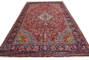 Vintage Red Floral 6'4 X 9'10 Hamedan Persian Rug