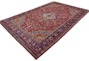 Vintage Red Floral 6'4 X 9'10 Hamedan Persian Rug